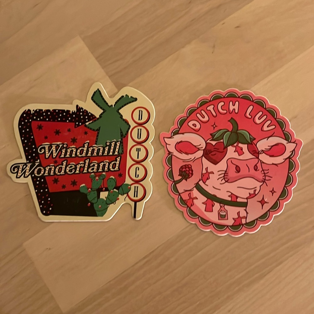 Two Dutch Bro stickers